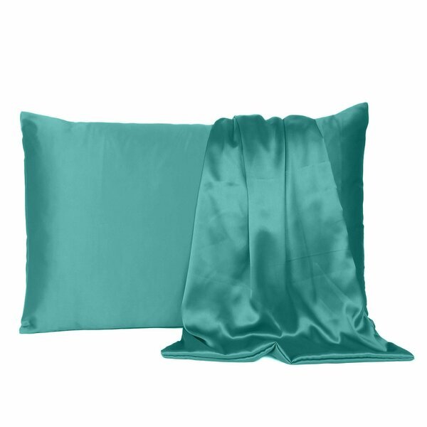 20 x 30 in. Teal Dreamy Silky Satin Queen Size Pillowcases, Homeroots, Mfr#: 387910